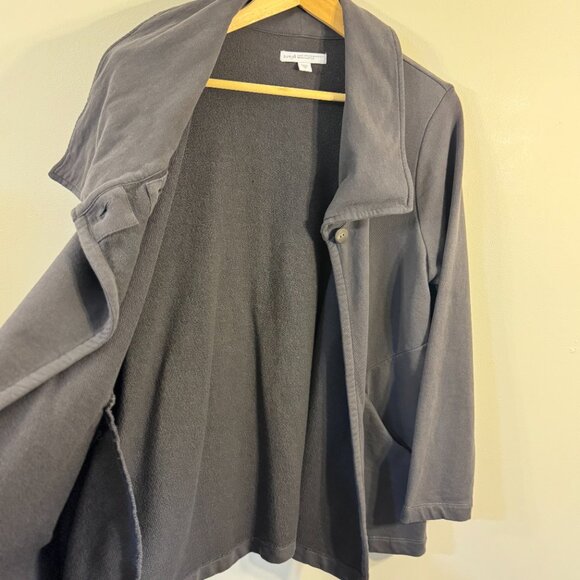 J Jill Pure Jill Organic Cotton Knit Jersey Jacket Asymmetric Moto Collar Sz MP - Picture 6 of 13